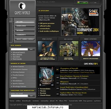 games world template